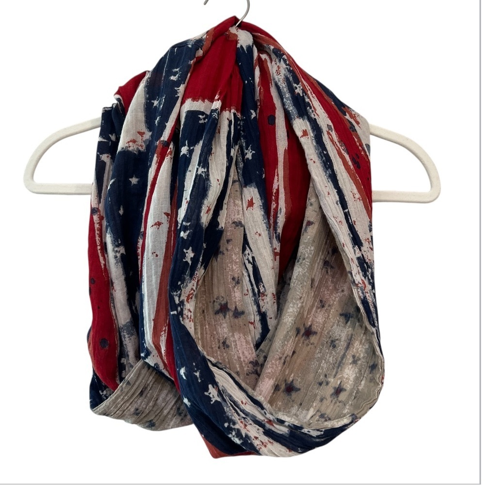 Twiggy by London Infiniti Distressed Americana Flag Print Infinity Scarf